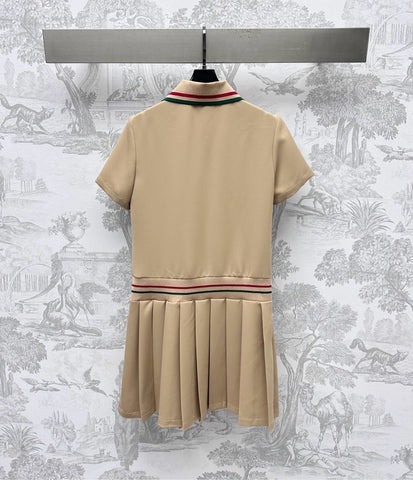 GUCCI 25S SHORT-SLEEVE DRESS IN TWILL SILK 264665