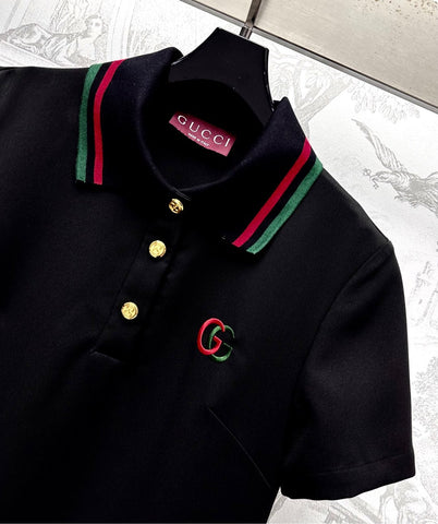 GUCCI 25S SHORT-SLEEVE DRESS IN TWILL SILK 264667