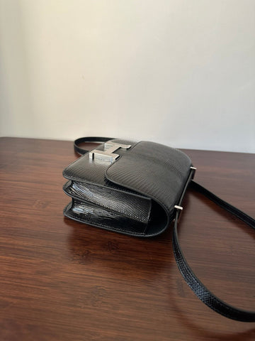 CONSTANCE 18 BLACK LIZARD SILVER HARDWARE