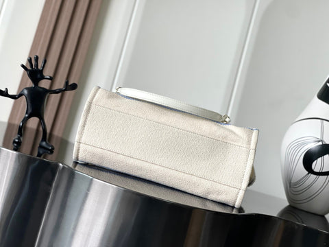 CHANEL 25S SHOPPING BAG 35 IN CREAM WHITE AND YELLOW CANVAS