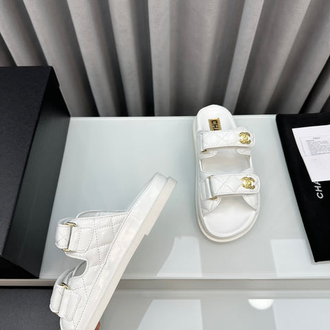 dad sandals white patent lambskin mules