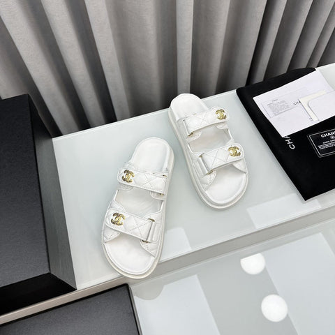 dad sandals white patent lambskin mules