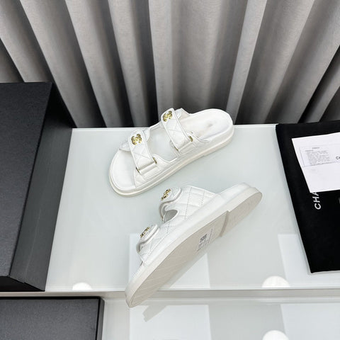 dad sandals white patent lambskin mules