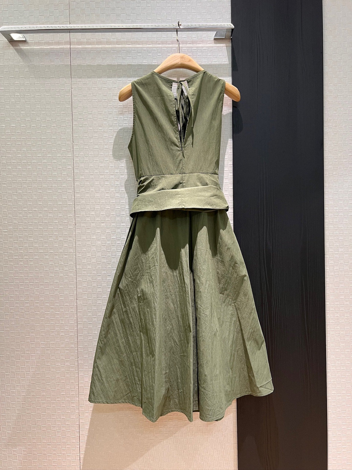 Loewe Lace-up Vest Dress Green Cotton
