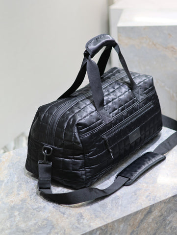 TRAVEL TOTE BAG 50 IN BLACK PLAID NYLON