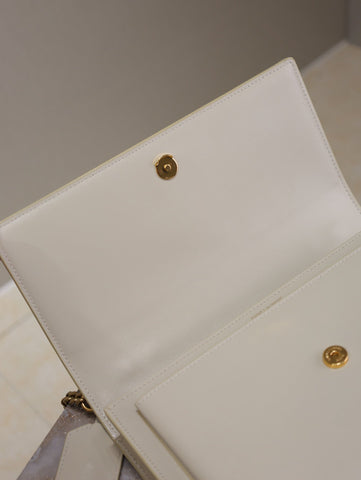 YSL 25S SUNSET MM 25 IN IVORY CALFSKIN GOLD HARDWARE