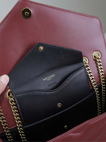 LOULOU MEDIUM 29 IN BURGUNDY RED SHEEPSKIN GOLD HARDWARE