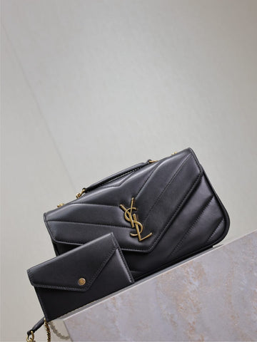 LOULOU SMALL 24 IN BLACK SHEEPSKIN GOLD HARDWARE