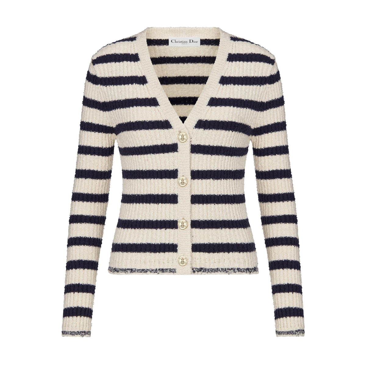 Striped knitted Beige Black Cardigan