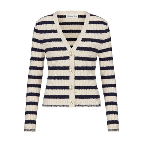 Striped knitted Beige Black Cardigan