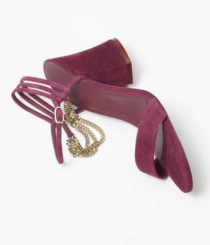 SANDALS BURGUNDY SUEDE CALFSKIN