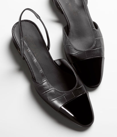 SLINGBACKS BLACK CALFSKIN PATENT