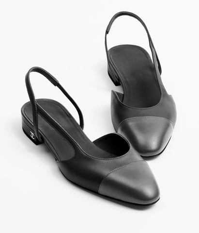 SLINGBACKS BLACK DARK GRAY LAMBS