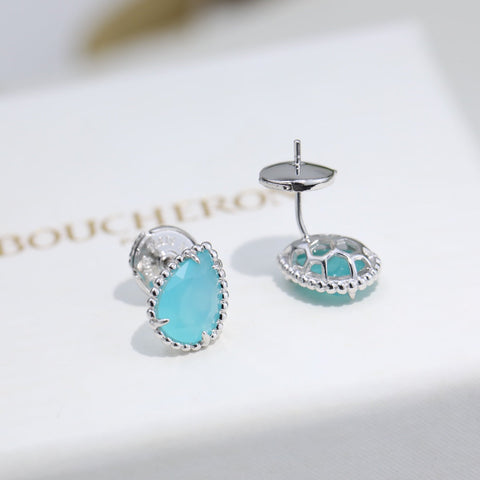 BOHEME TURQUOISE SILVER STUD EARRINGS